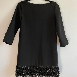 kate spade black dress 00 with sequin fringe